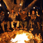 Anti-poaching course team and campfire