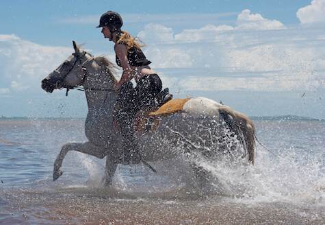 Cantering through water