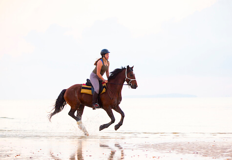 Horse riding on the beach in Africa