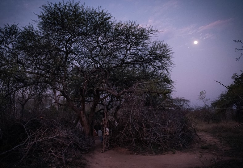 anti-poaching rangers on overnight patrol in shelter