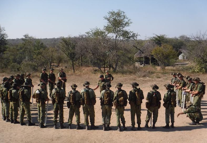 anti-poaching rangers having a briefing