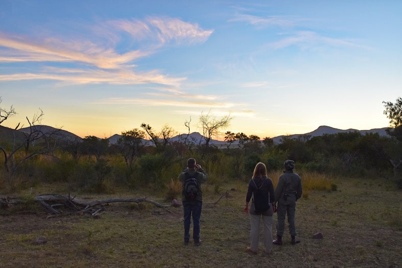 Volunteers at sunset